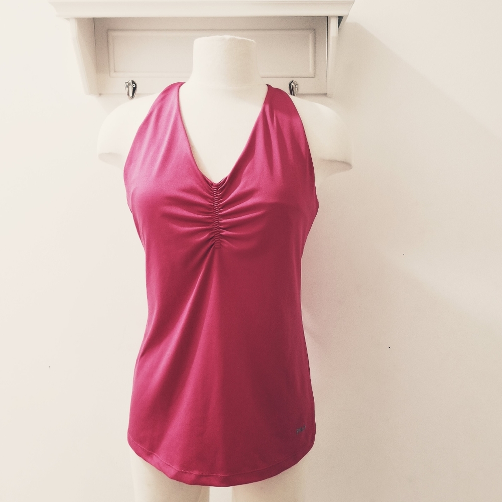 FILA Deep Pink Halter Athletic Tank Top with Ruffled Racerback M - Picture 6 of 7